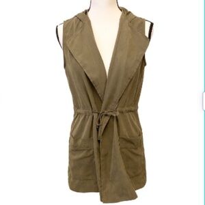 BE COOL Hooded Vest Olive Green Sleeveless Small